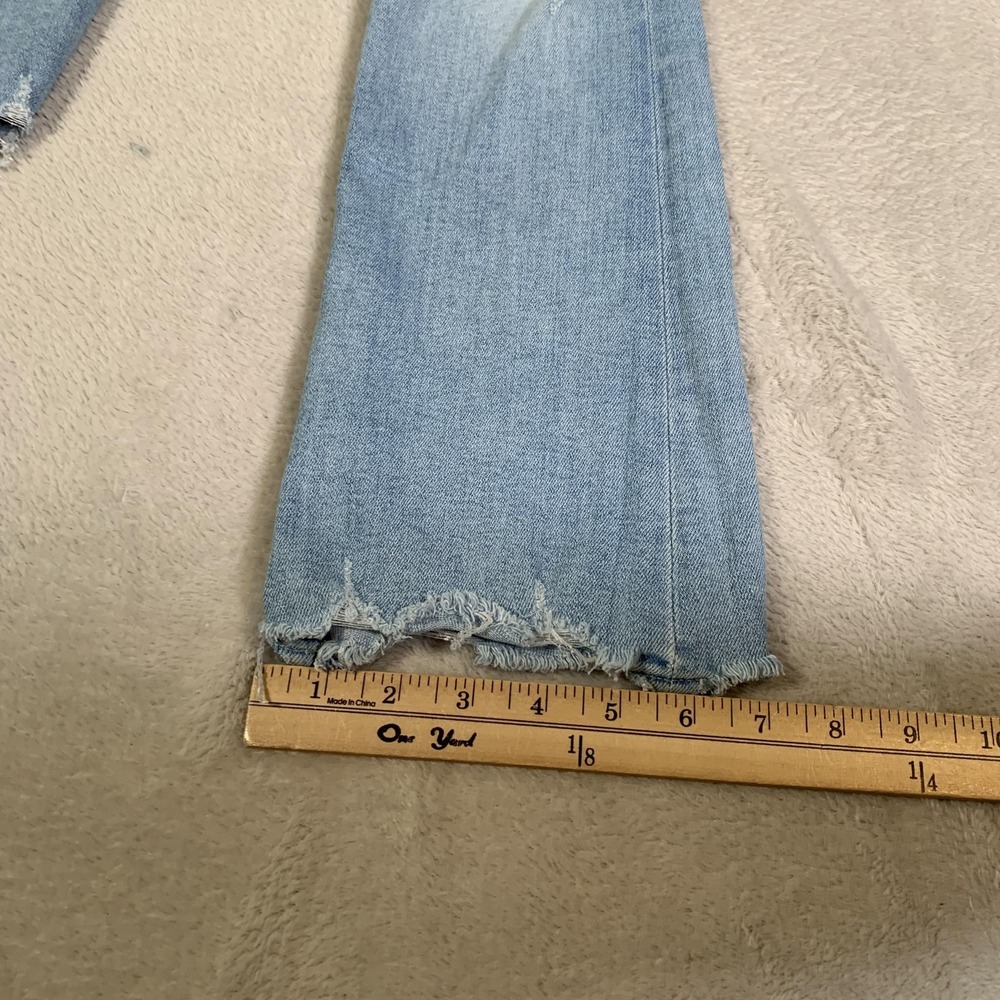 Mother Hustler Ankle Chew Jeans Womens 25 Light Wash Mid Rise Distressed Raw Hem - Picture 11 of 16